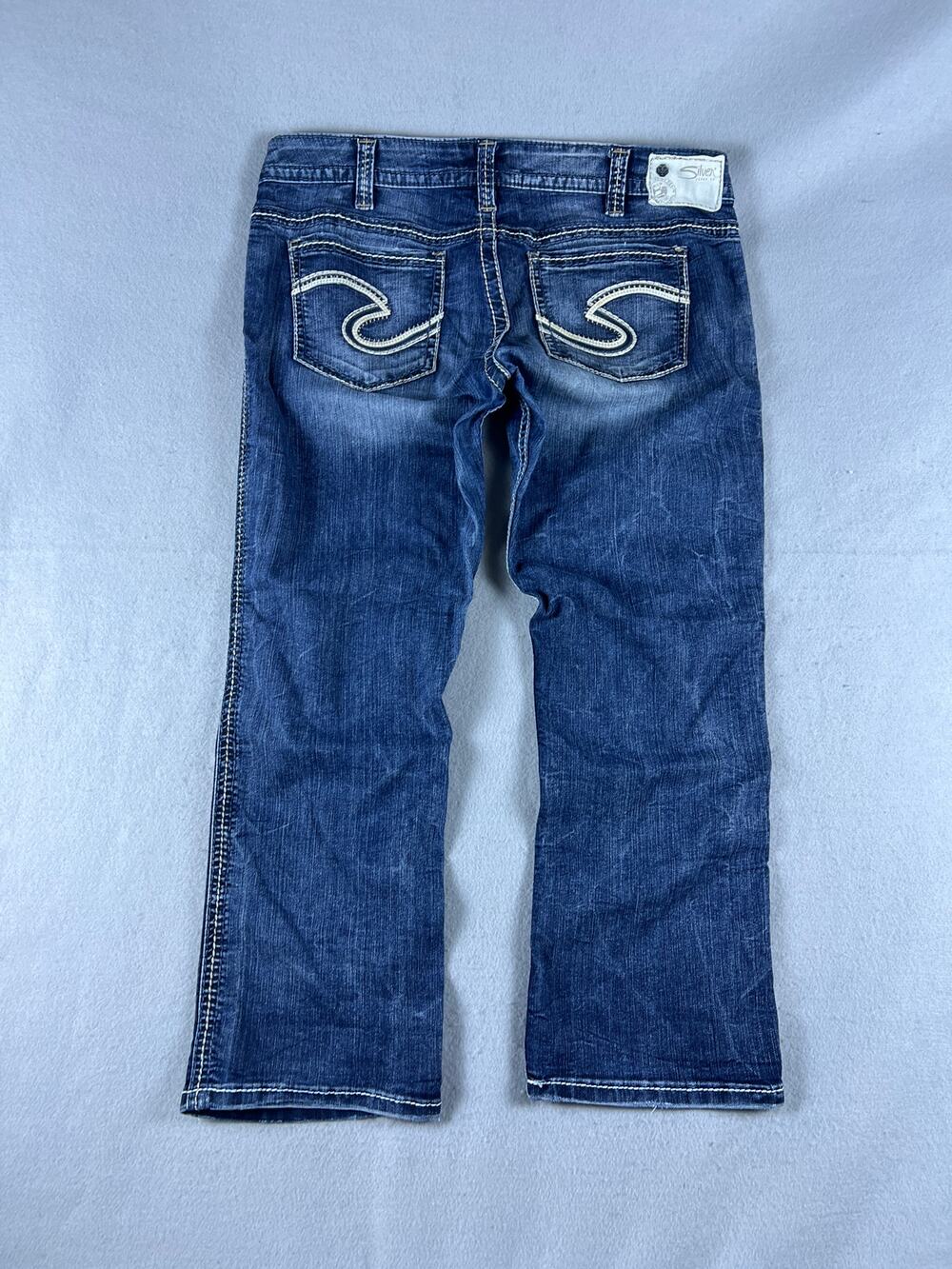 Silver Jeans Co Womens 32 Blue Low Rise Twisted Capri Medium Wash Denim Cropped